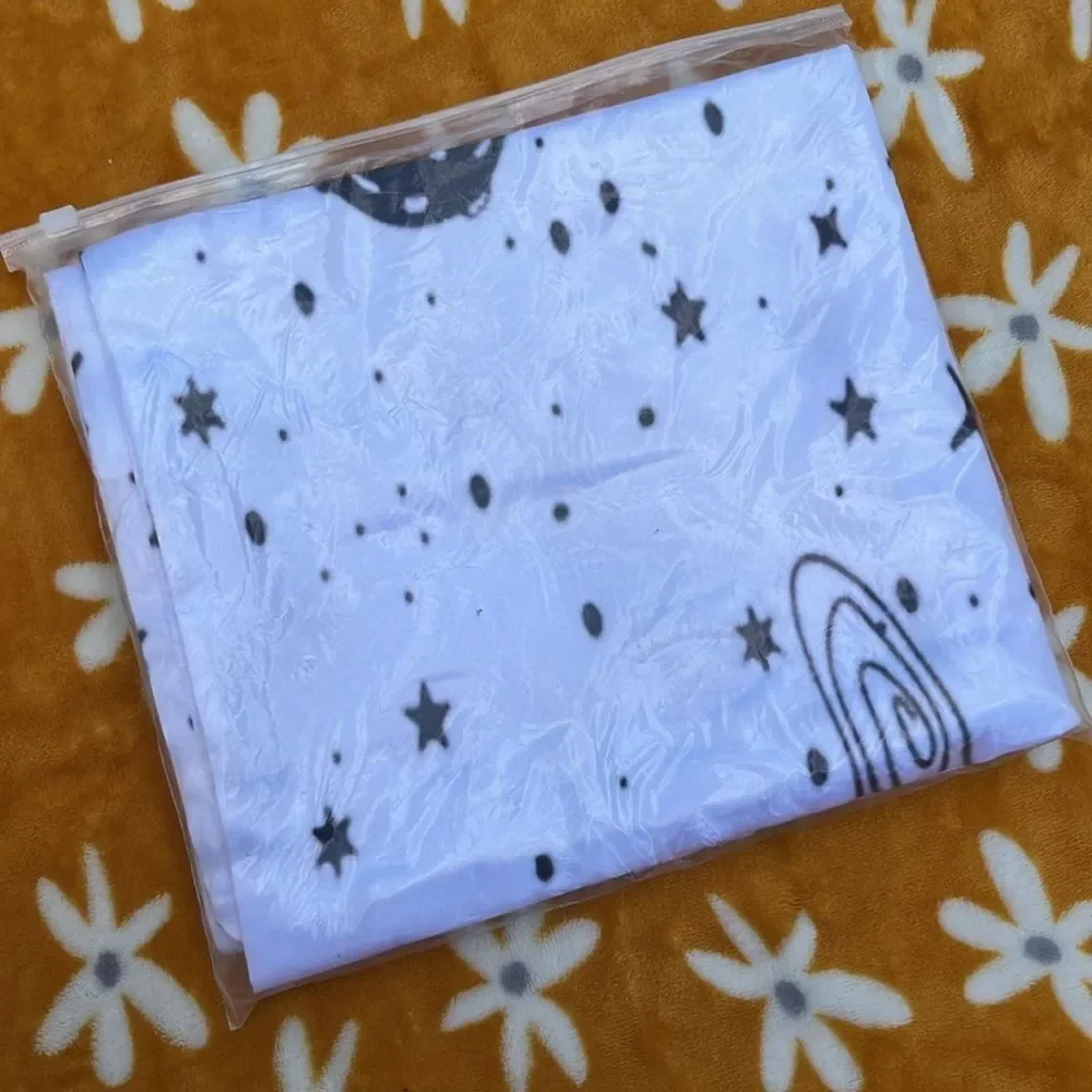 NEW White Satin Body Pillow Case w/ Black Star Pattern Astrology Cosmic Print